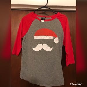 Santa mustache baseball tee